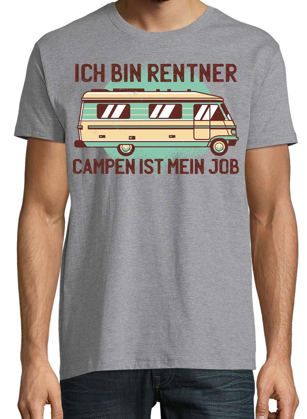 mein bin Grau T-Shirt T-Shirt Trendigem Job ist Frontdruck Rentner Herren Designz mit Ich Youth Campen
