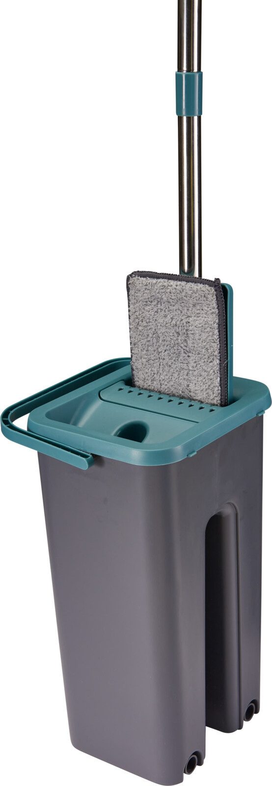 Koopman Bodenwischer-Set 7 Liter Klein 36x19 cm Eimer Single 2 Tlg., (1-St), Türkis / Grau, 2x 3,5L, Kunststoff, Teleskopstiel, bis max. 112cm