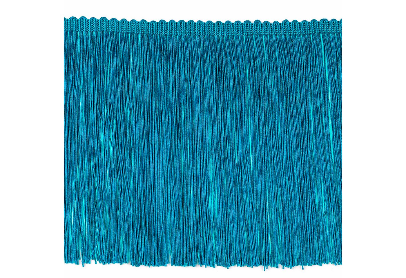 maDDma Webband Fransenborte extrabreit ab 1m Meterware 155mm Quastenborte Zierborte, aquablau