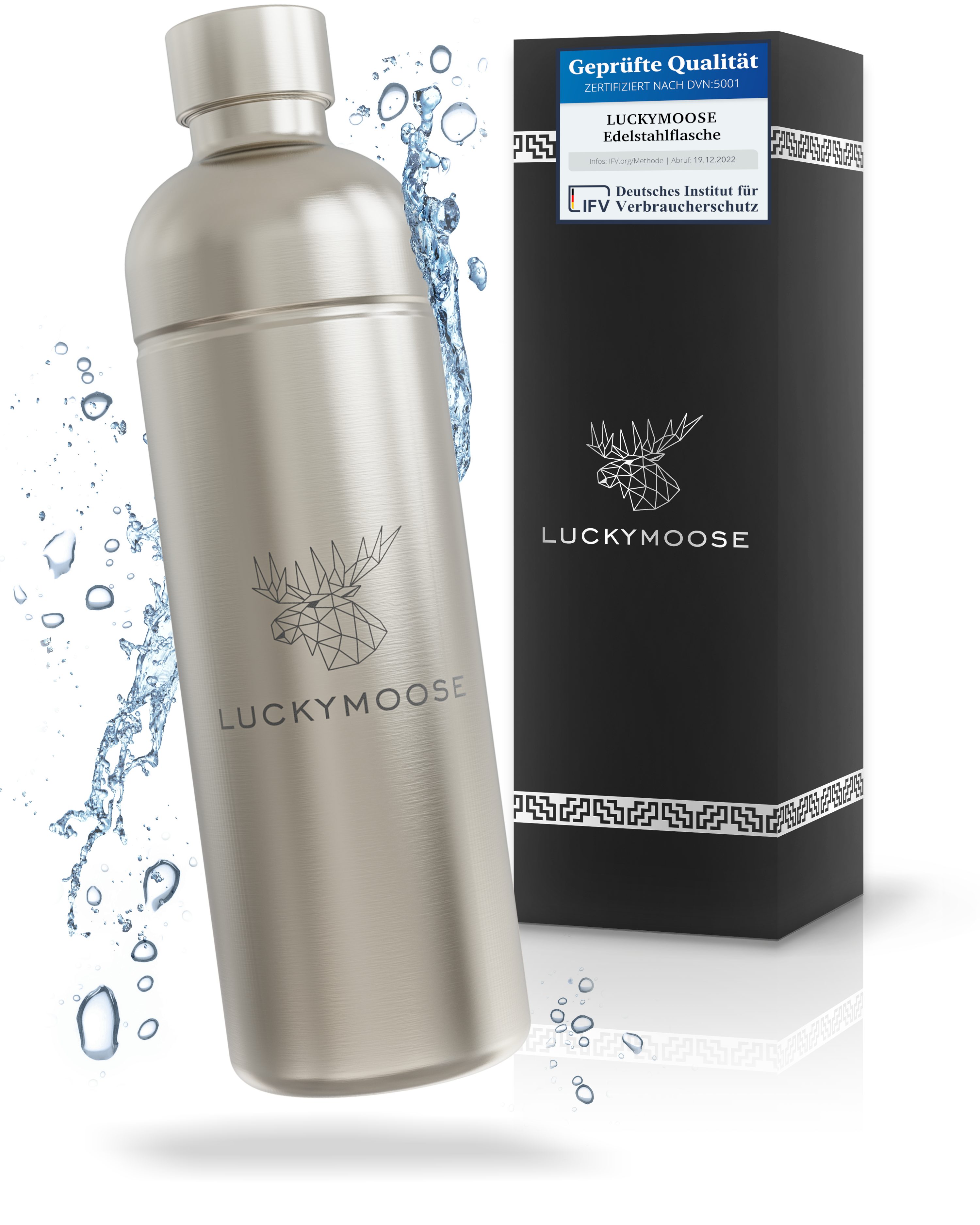 Luckymoose Wassersprudler Flasche Infinity, (für Aarke Carbonator 3, Phlips GoZero & Brita SodaOne), Spülmaschinenfest & ohne Ablaufdatum