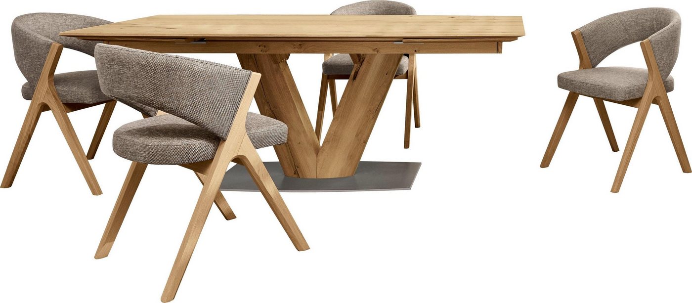 GWINNER Essgruppe »Anzio«, (Set, 5-tlg), inkl. 4 Stühle wahlweise mit Stoff oder Leder bezogen, Tischplatte in Balkeneiche furniert-HomeTrends