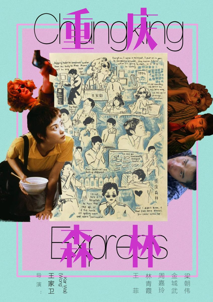 TPFLiving Kunstdruck (OHNE RAHMEN) Poster - Leinwand - Wandbild, Chungking Express Wong Kar Wai Klassischer Liebesfilm Leinwandgemälde (Leinwandbild XXL), Farben: Gelb, Schwarz, Weiß, Orange, Blau -Größe: 20x30cm