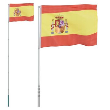vidaXL Fahne Flagge Spaniens mit Mast 5,55 m Aluminium
