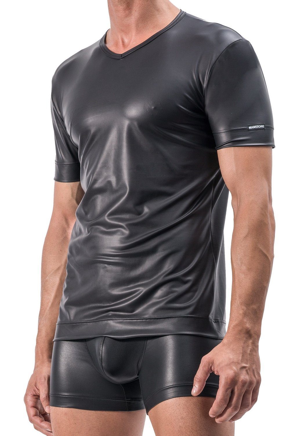 MANSTORE V-Shirt M510 V-Ausschnitt Shirt Clubwear mit Latexfeeling atmungsaktiv L