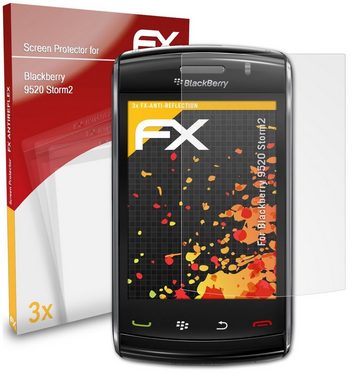 atFoliX Schutzfolie für Blackberry 9520 Storm2, (3 Folien), Entspiegelnd und stoßdämpfend