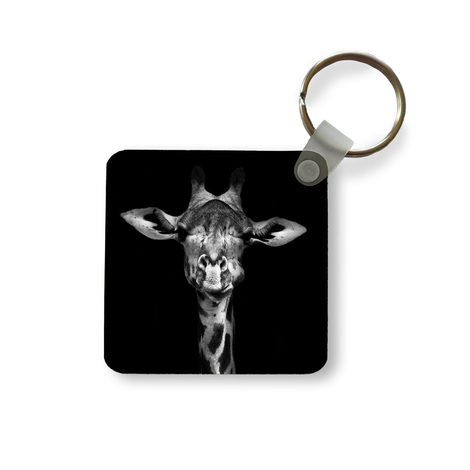 Schlüsselanhänger Giraffe - Porträt - Tiere - Schwarz - Weiß