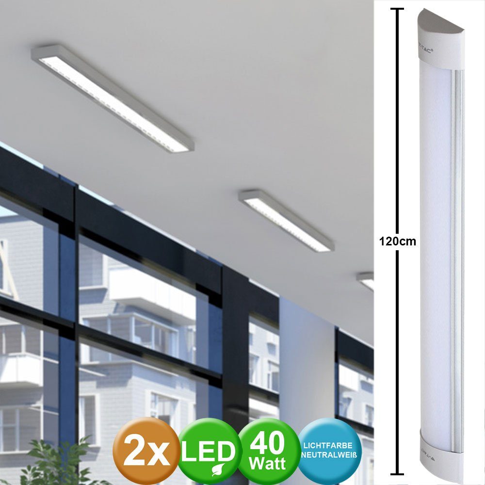 fest Arbeits Zimmer Unterbau Büro LED 2er Leuchten Lampen Deckenleuchte, Decken LED verbaut, Neutralweiß, etc-shop Set LED-Leuchtmittel