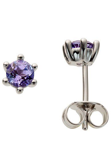 Paar Ohrstecker Schmuck Geschenk Gold 585 Ohrschmuck Farbstein Edelstein Tansanit