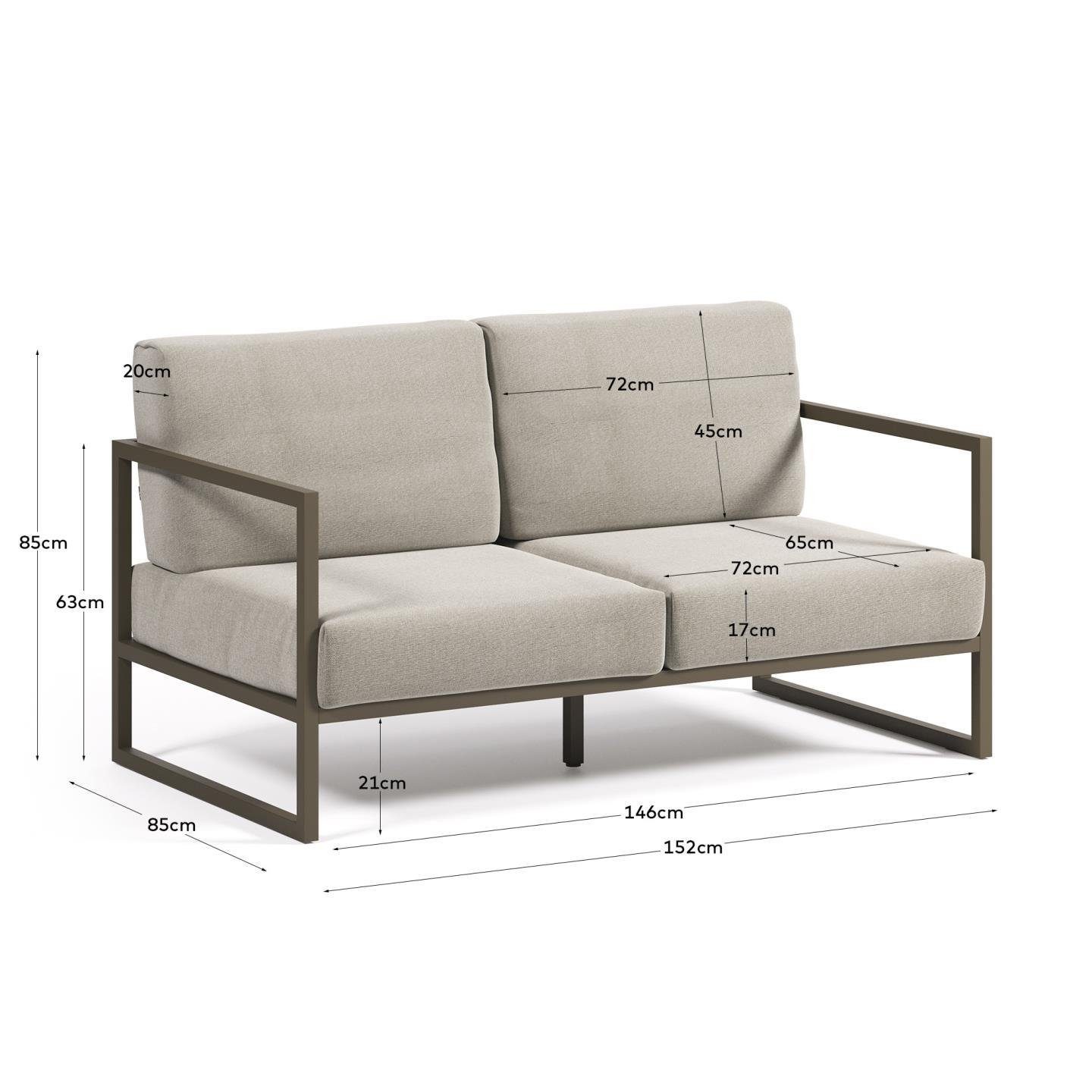 Sofa Sofa x cm 2-Sitzer Hellgrau Natur24 und x 85 Aluminium 85 Grün 152 Comova
