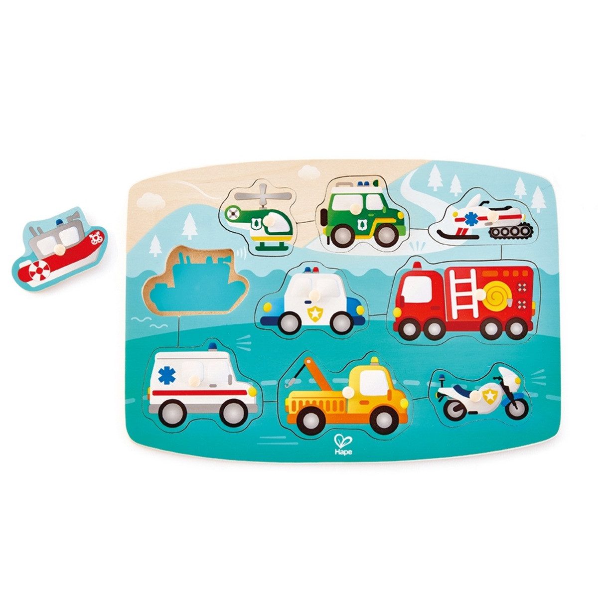 Hape Puzzle Hape Kinderpuzzle Einsatzfahrzeuge, Puzzleteile