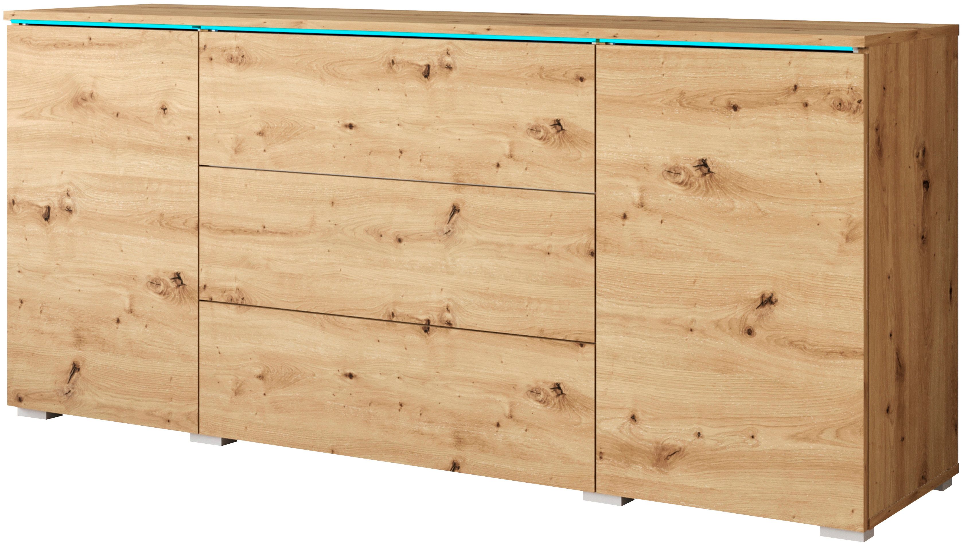 Home affaire Sideboard VERA, grifflos, verstellbare Einlegeböden, Wahlweise mit oder ohne Beleuchtung