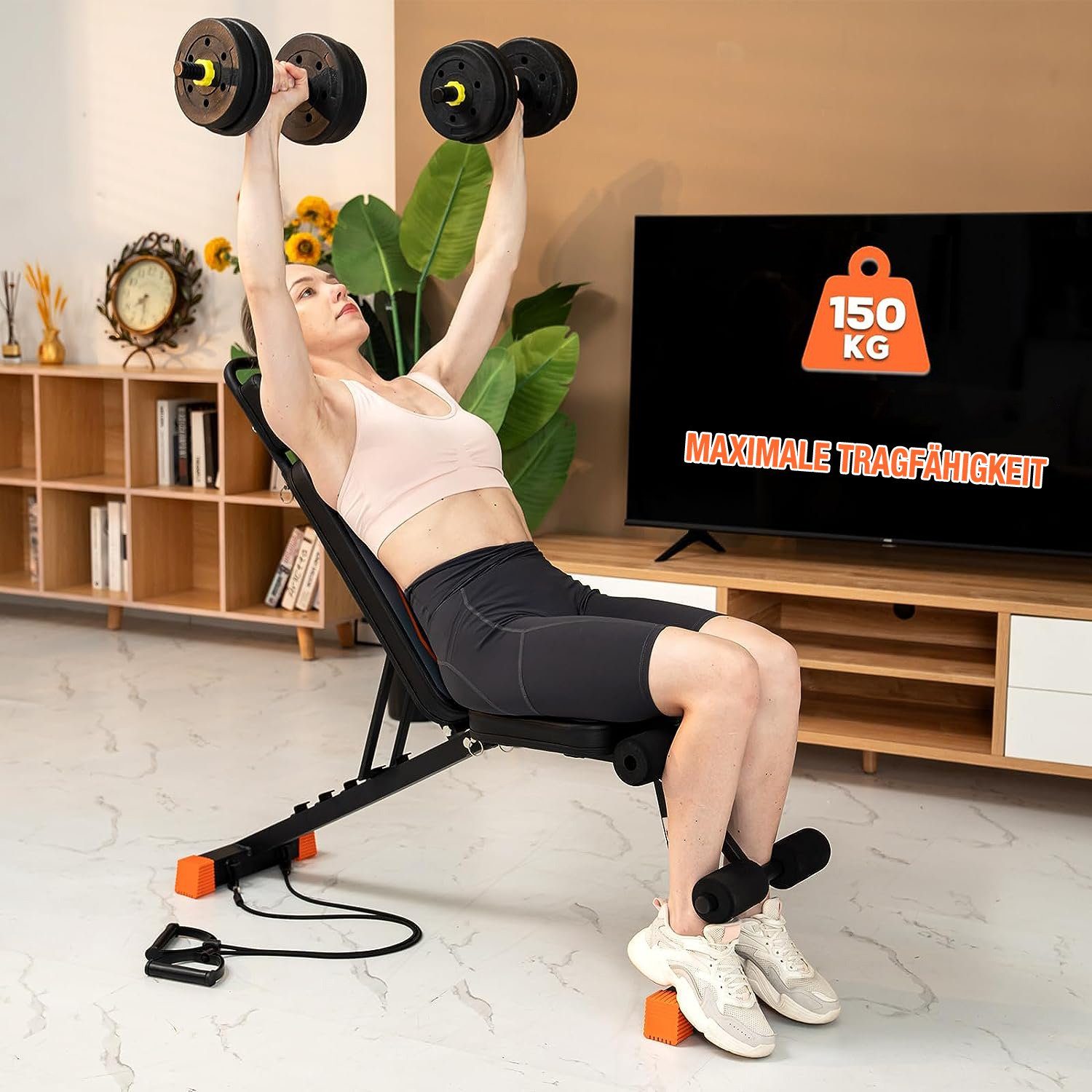 CITYSPORTS Hantelbank, Hantelbänke klappbare,Schrägbank mit Verstellsystem