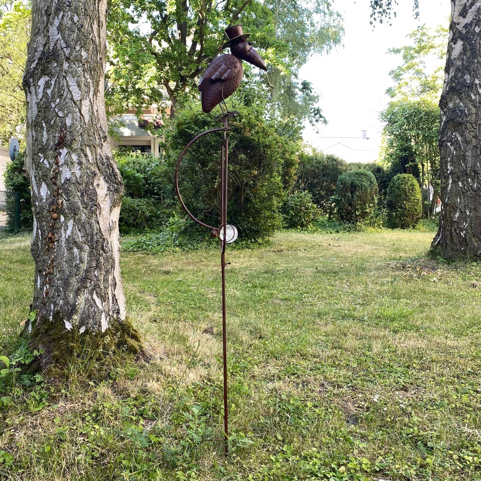Gartenfigur Gartenstecker Antik Aubaho Pendel 152cm Metall Beetstecker rostig Vogel Wippe