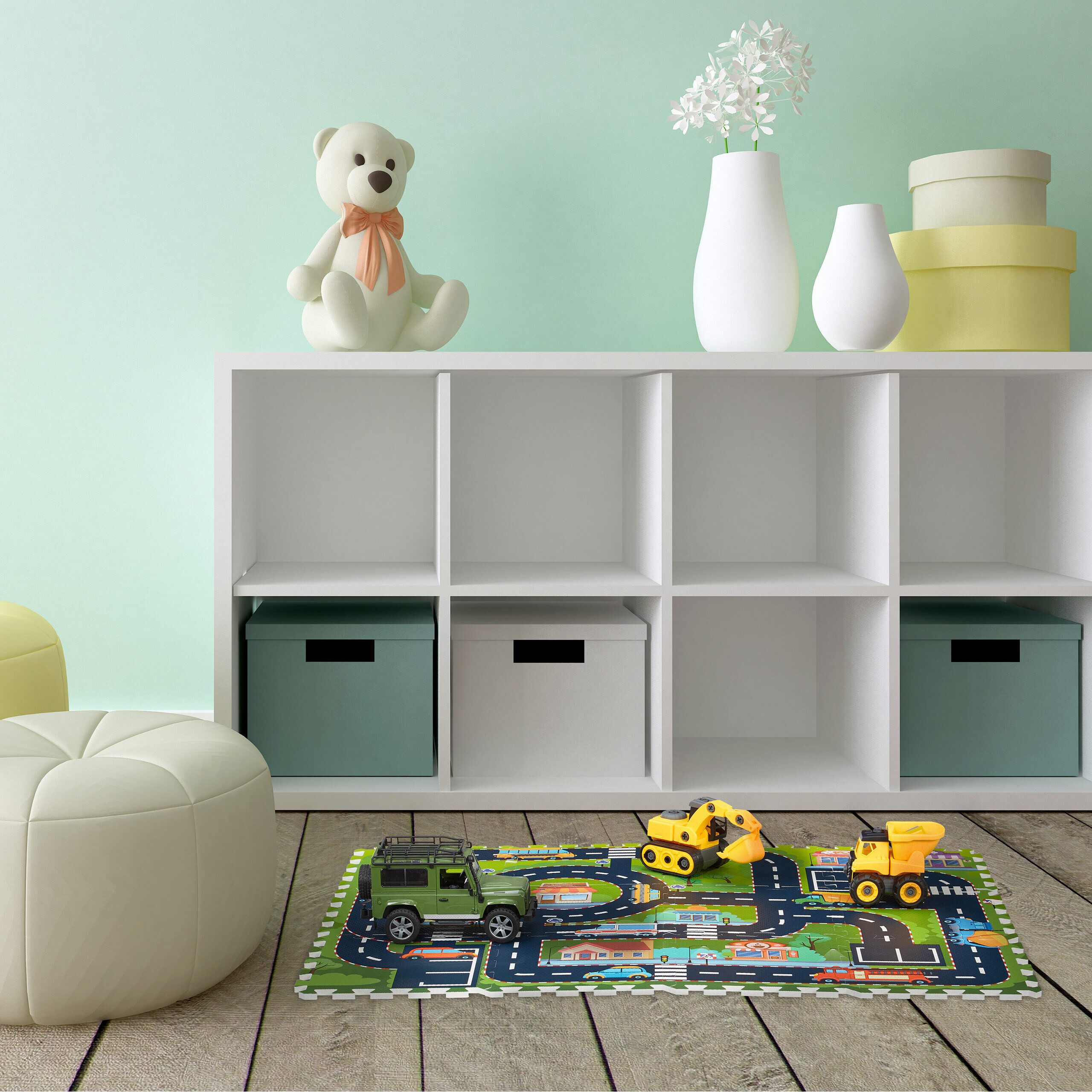 relaxdays Spielmatte Puzzlematte Straße