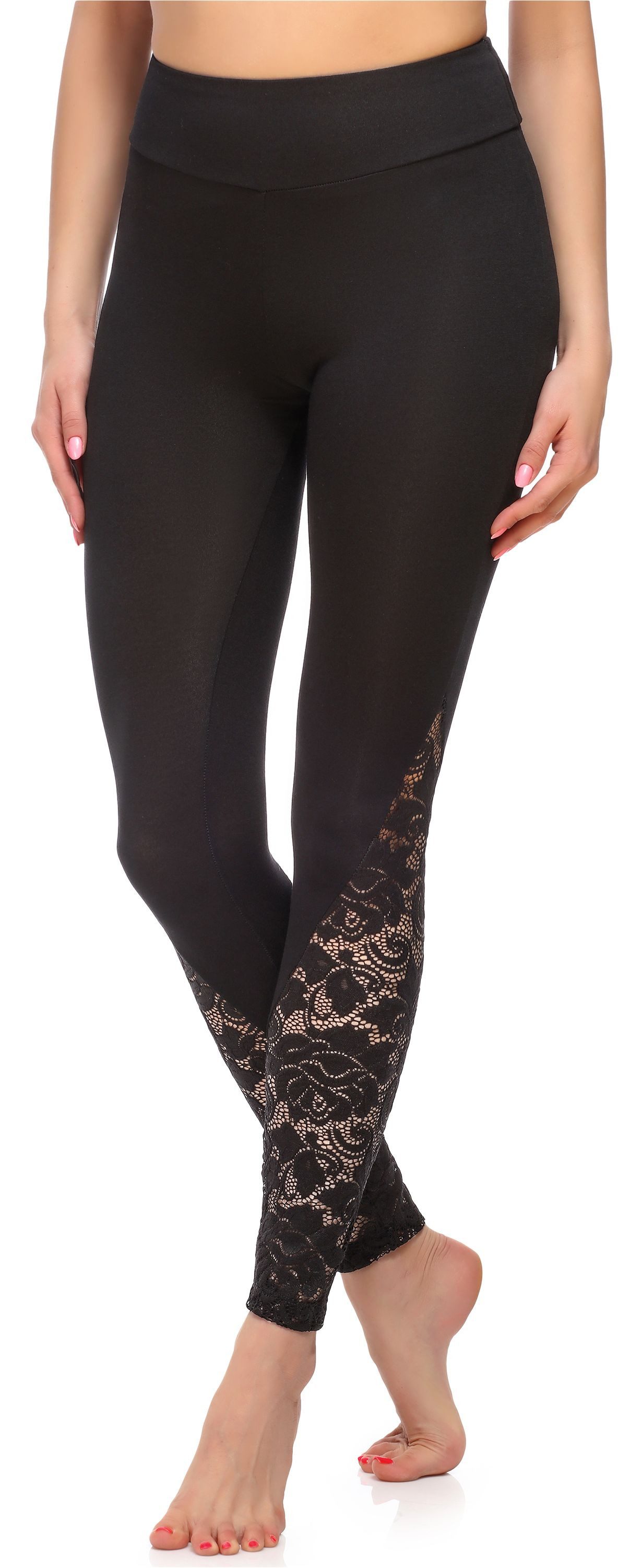 Merry Style Leggings Damen Lange Leggings aus Viskose MS10-305 (1-tlg) elastischer Bund