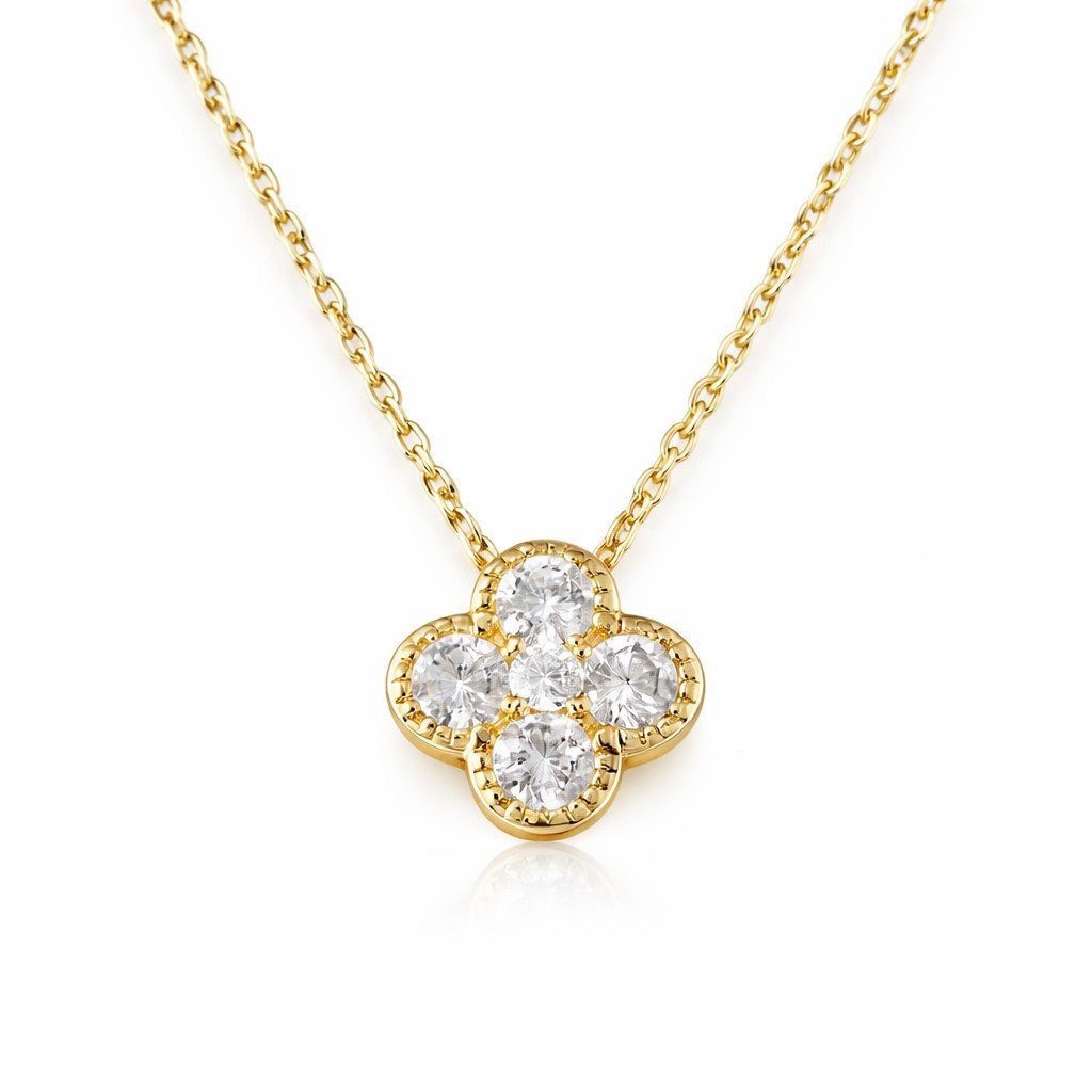 Schmuckset Glücksbringer Clover Damen Schmuckset 925 Sterling Silber 45cm