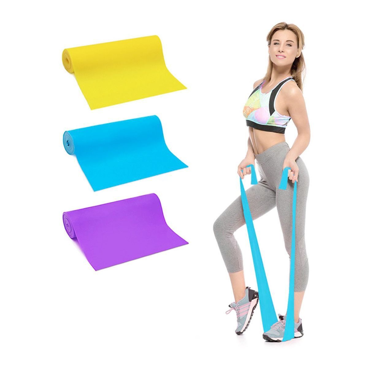 Refined Living Fitnessbänder Set 3er,Trainingsbänder,3 Widerstandsstufen,Yoga Band Fitnessband Therapieband, Widerstandsband, Pilates Band, Latexfreie Fitnessbänder, Stretchband,Leicht & tragbar, 3-tlg., Hohe Elastizität & Belastbarkeit, Latexfrei & hautf