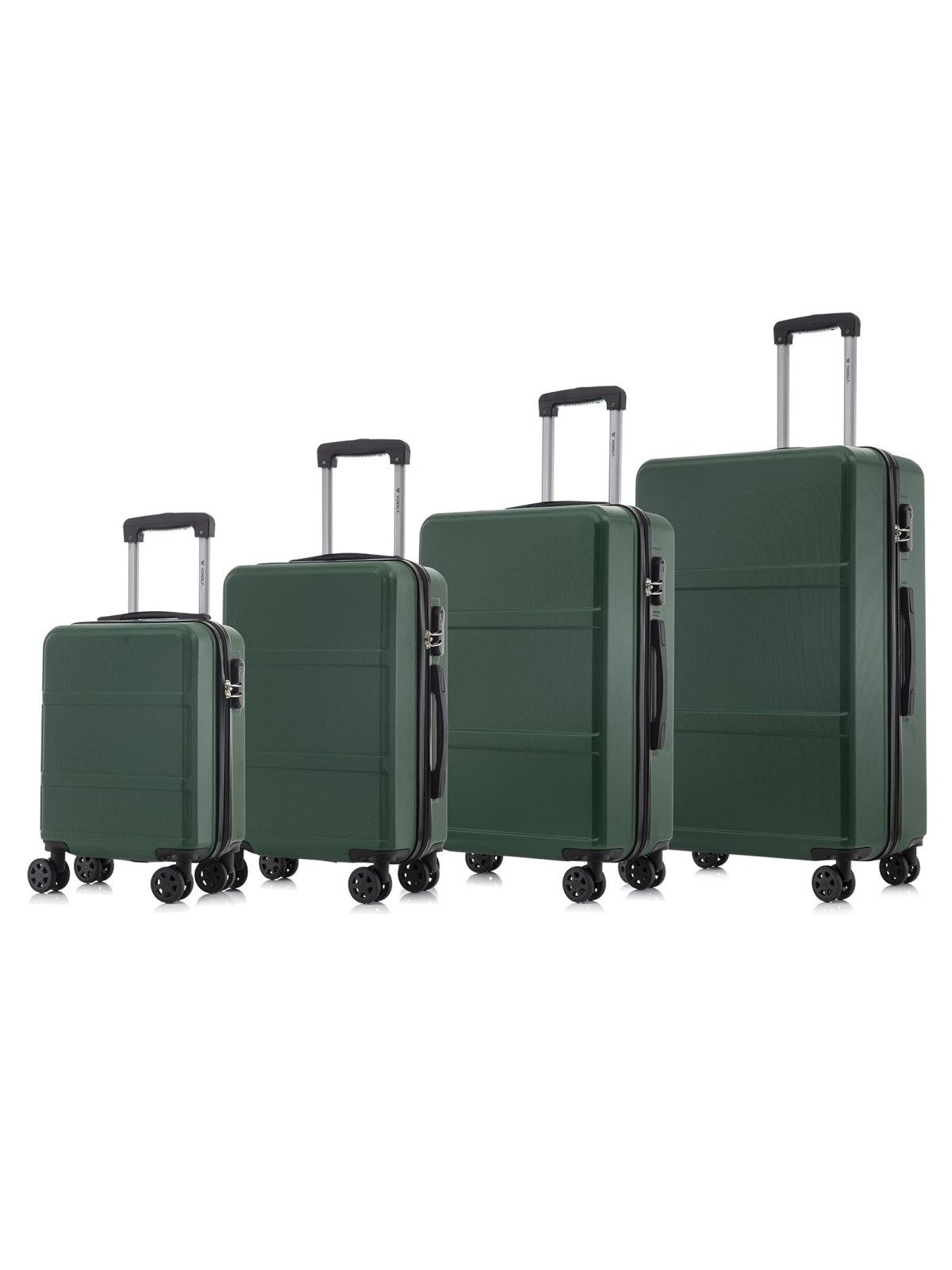 YONSLY Kofferset Reisekoffer-Set aus ABS und Aluminium mit Größen S, M, L und XL, 4 Rollen, (Spar-Set, 4 tlg., Hartschalen Trolley Set), 360° Doppelrollen, Zahlenschloss und weicher, ergonomischer