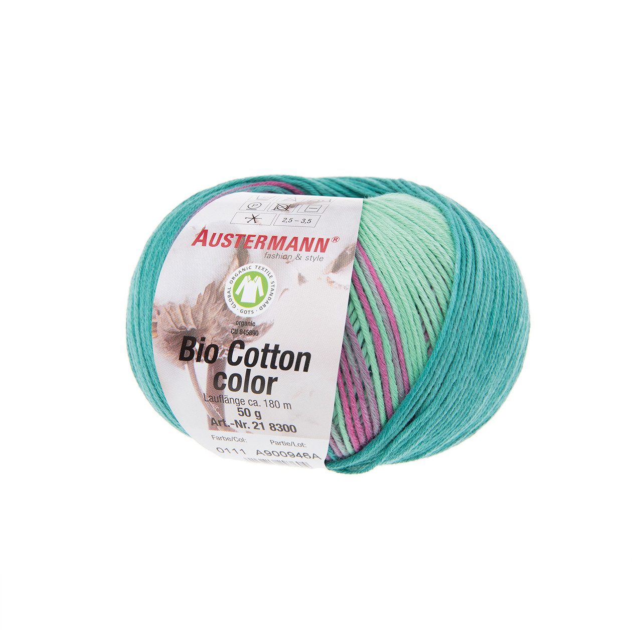 Austermann Garn Bio Cotton Color Häkelwolle, 180,00 m, aus kontrolliertem Anbau