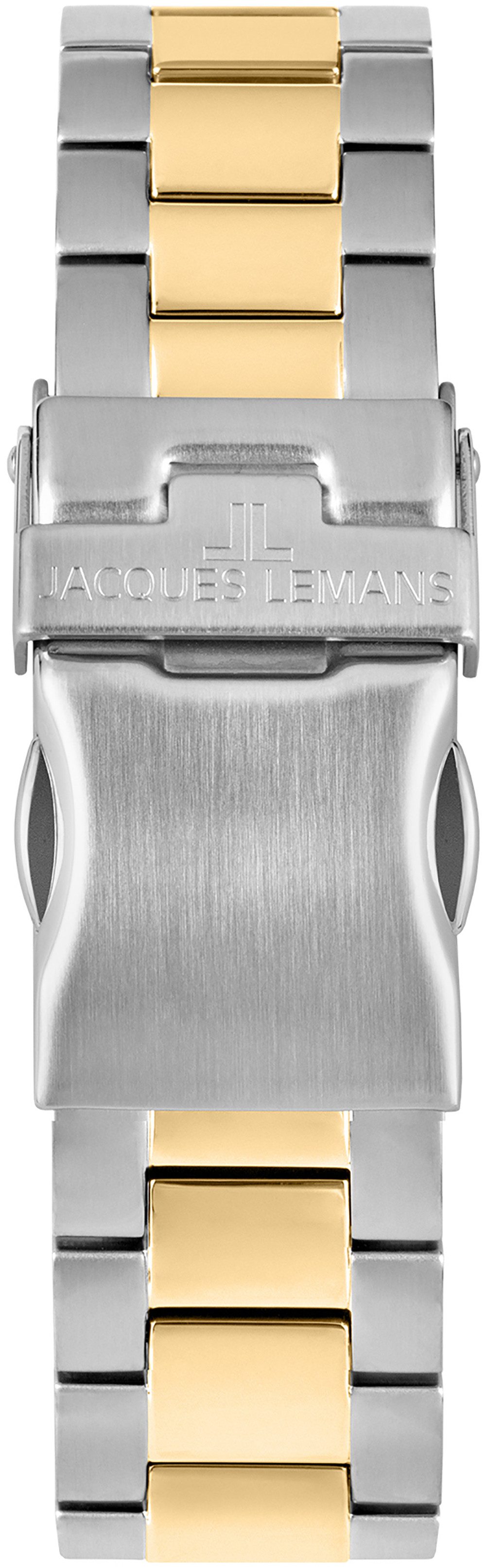 Jacques Lemans Quarzuhr Derby 50-4L, Armbanduhr, Damenuhr, Datum, Perlmutt-Zifferblatt, Edelstahlarmband
