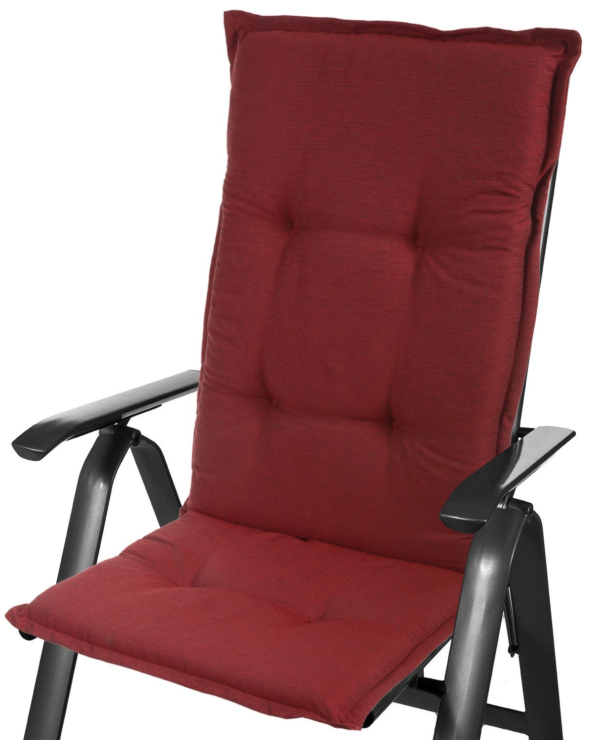 Sun Garden Hochlehnerauflage Hochlehner Naxos/Rio 50318-300 rot 117x49x6 cm Sun Garden, (1 St), Halteband verstellbar mit Bindebändern