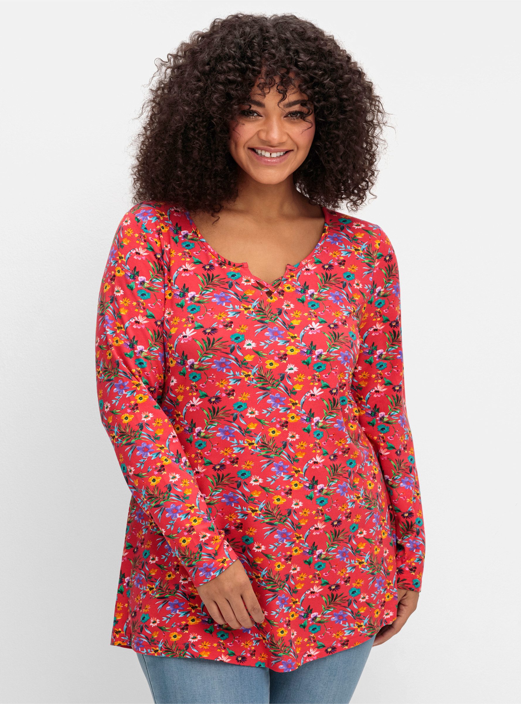 sheego by Joe Browns T-Shirt Longshirt . mit Blümchen-Alloverdruck günstig online kaufen