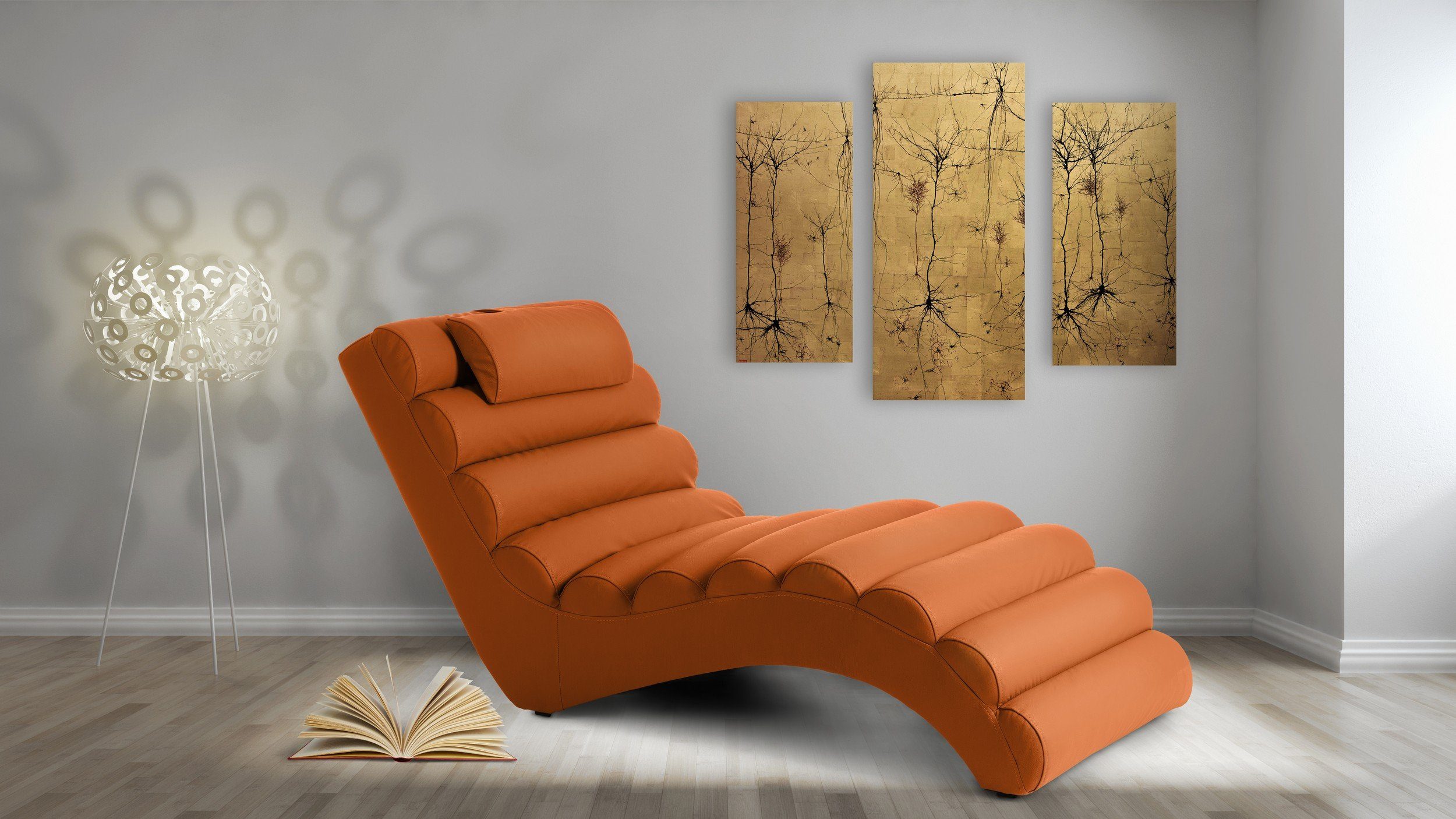 Stylefy Relaxliege RELIKS, Relaxliege, Liegesessel, gepolstert, Liegekomfort, Modern Design, frei im Raum stellbar Orange | Alle Sofas