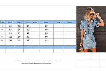 ZWY Jeansrock Modisches sexy Denim-Kurzarmkleid,jeansrock damen kurz,blusenkleid (Größe: M-XL) Damen-Jeansrock mit Puffärmeln und Gürtel