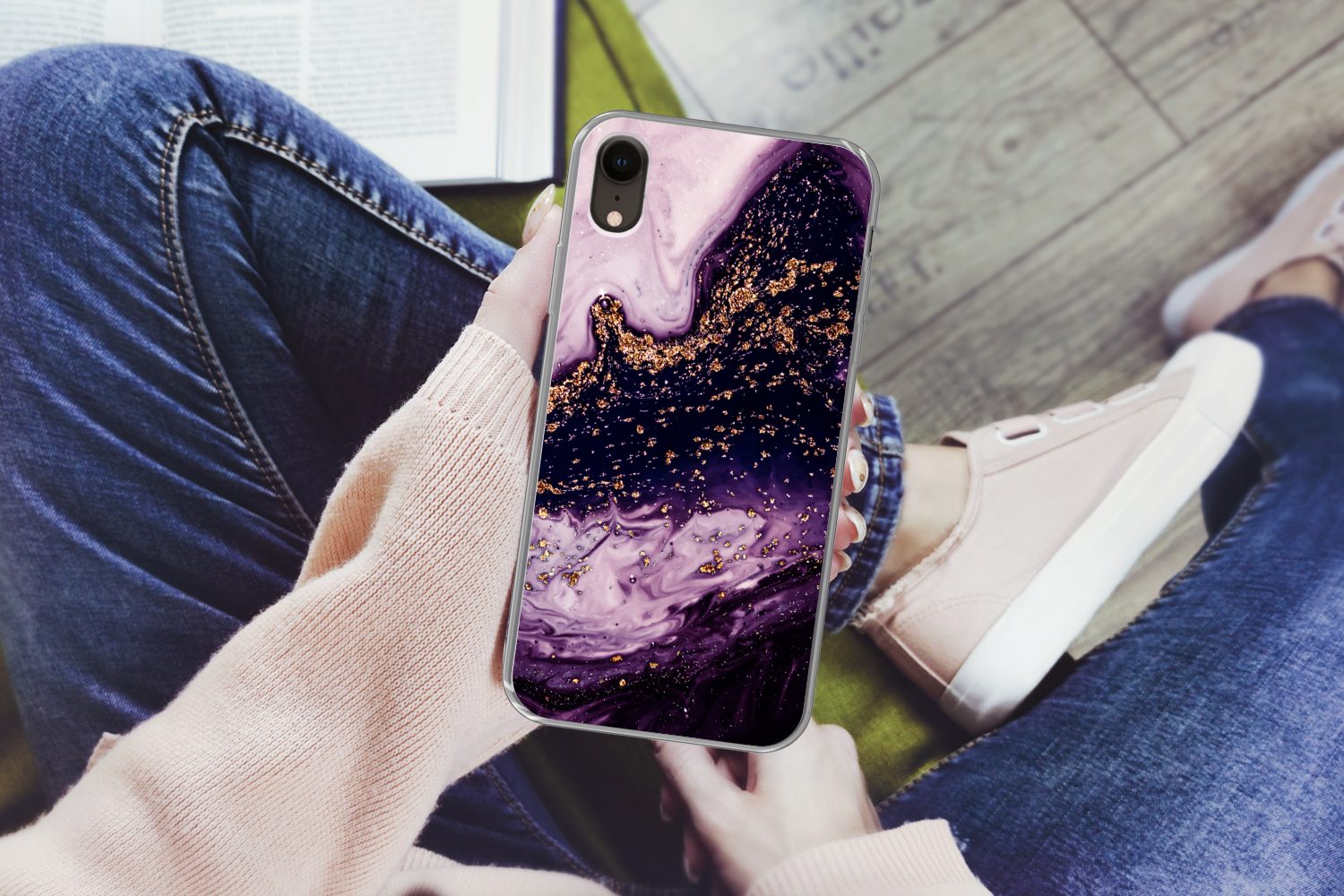 MuchoWow Handyhülle für Apple iPhone XR Marmor - Gold - Naturstein, Smartphone-Bumper, Print, Handy Schutzhülle Dünn