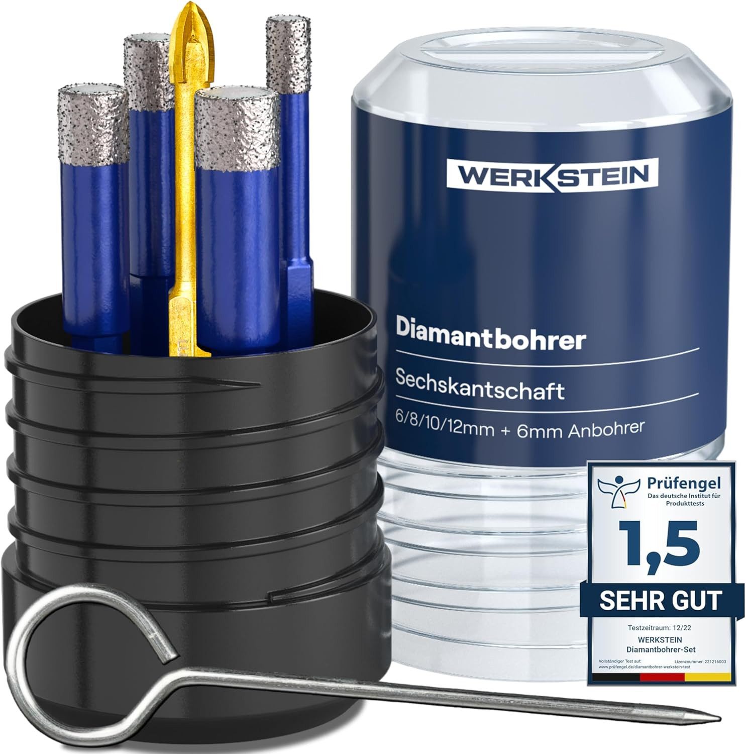 Werkstein Fliesenbohrer Set - 6I8I10I12mm Glasbohrer & 6mm Karbid-Anbohrer, günstig online kaufen