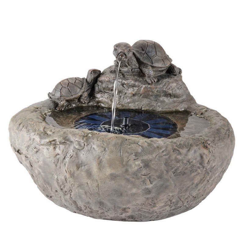 MARELIDA Gartenbrunnen Solar Фонтан mit Schildkröten Zierbrunnen Wasserspiel H: 25cm, 37 cm Breite