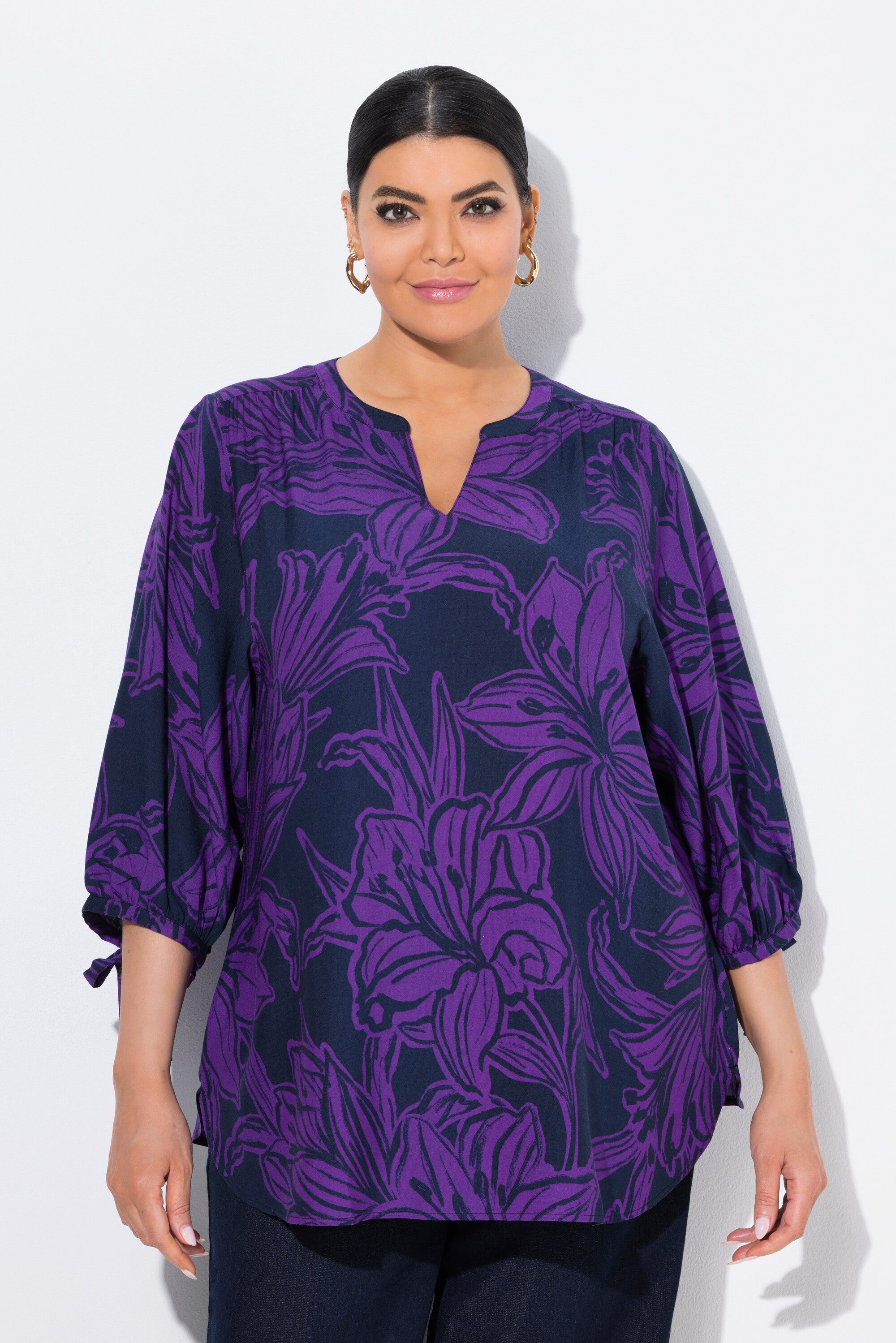 Ulla Popken Tunika Tunika Blüten A-Linie 3/4-Arm günstig online kaufen