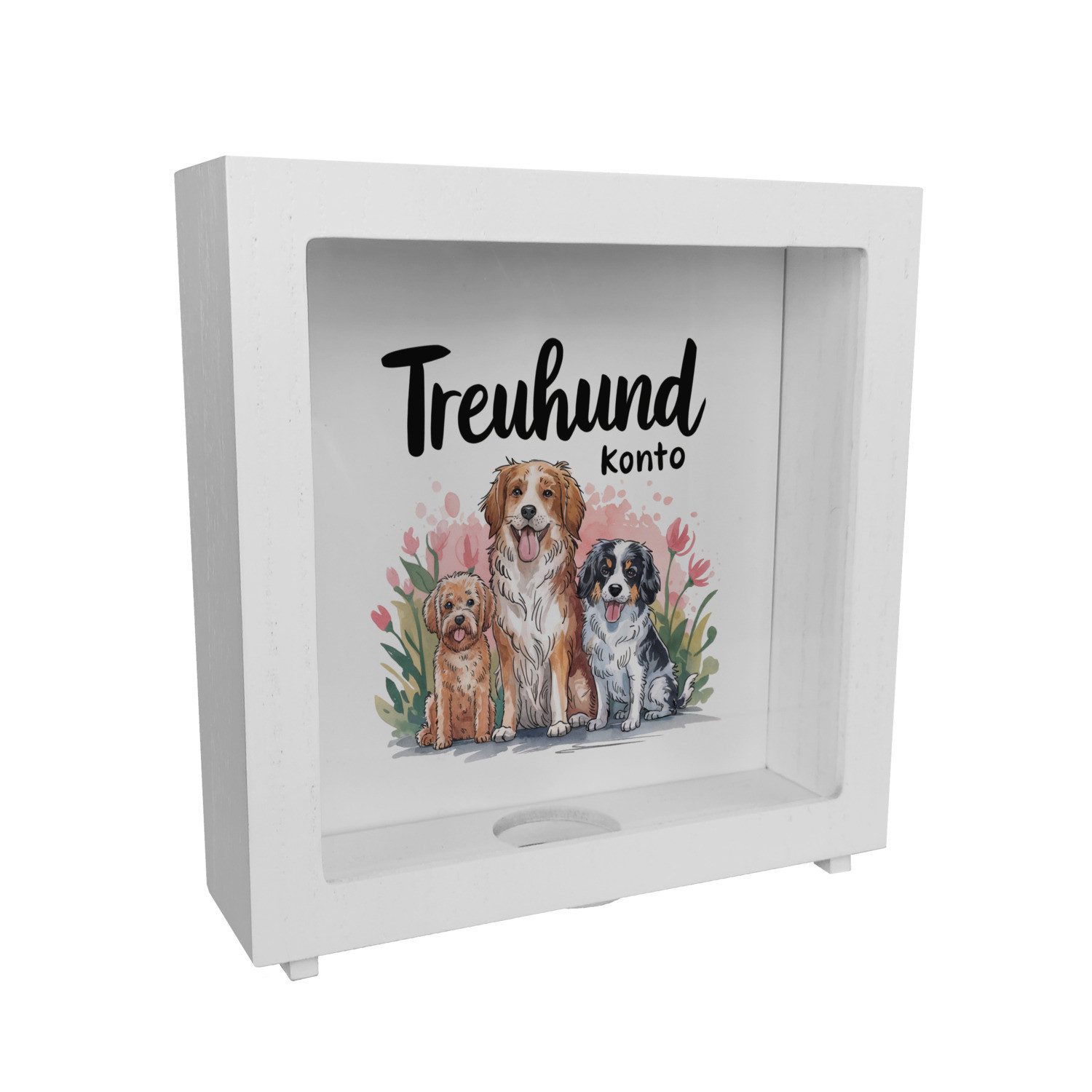 Spardose drei niedliche Hunde Rahmen Spardose aus Holz - Treuhund Konto