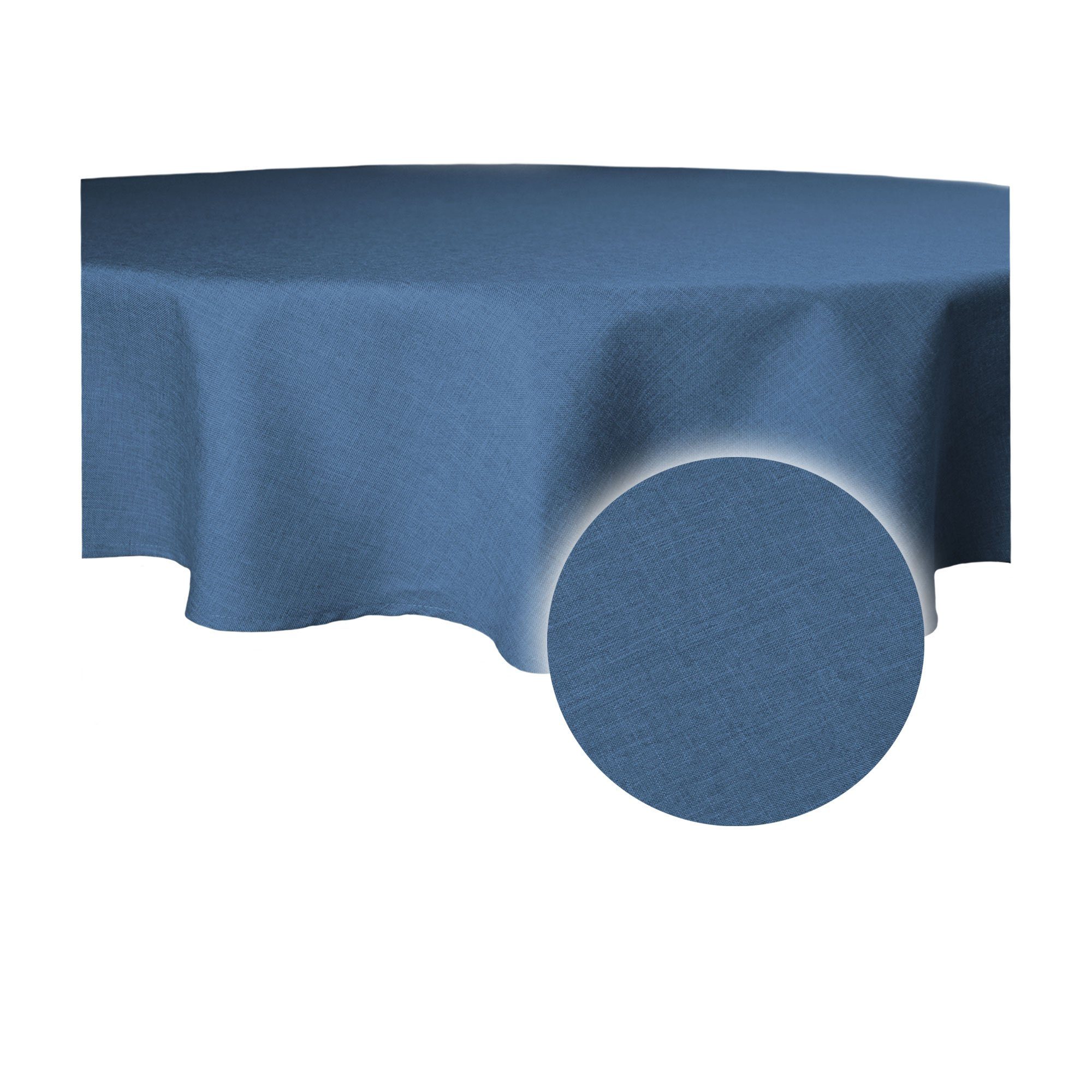 Deko Haus (1-tlg) Tischdecke rund cm blau 140 Leinenoptik beschichtet Tischdecke und Ø wasserabweisend