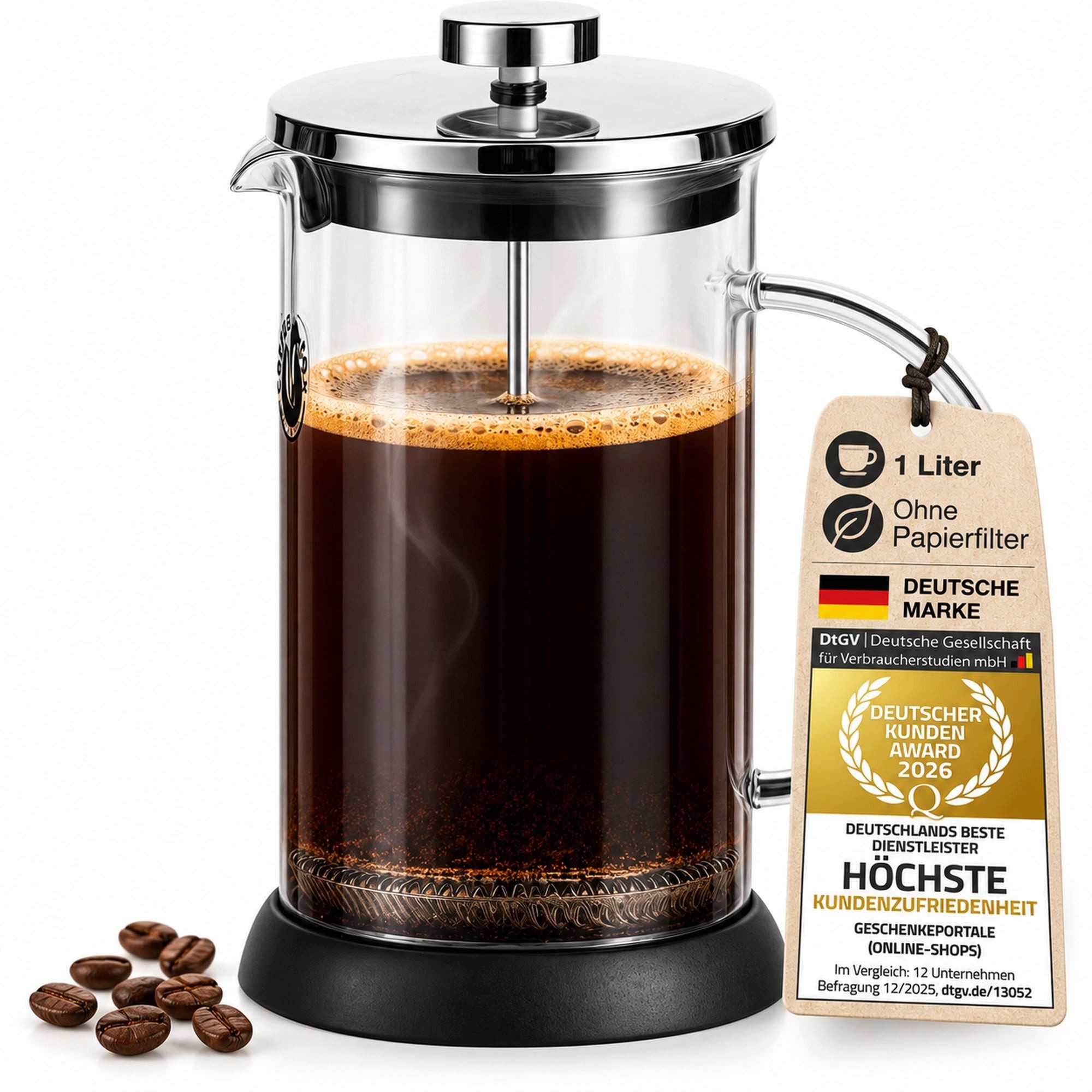 Coffee Fox French Press Kanne, Pressfilterkanne, Kaffeebereiter