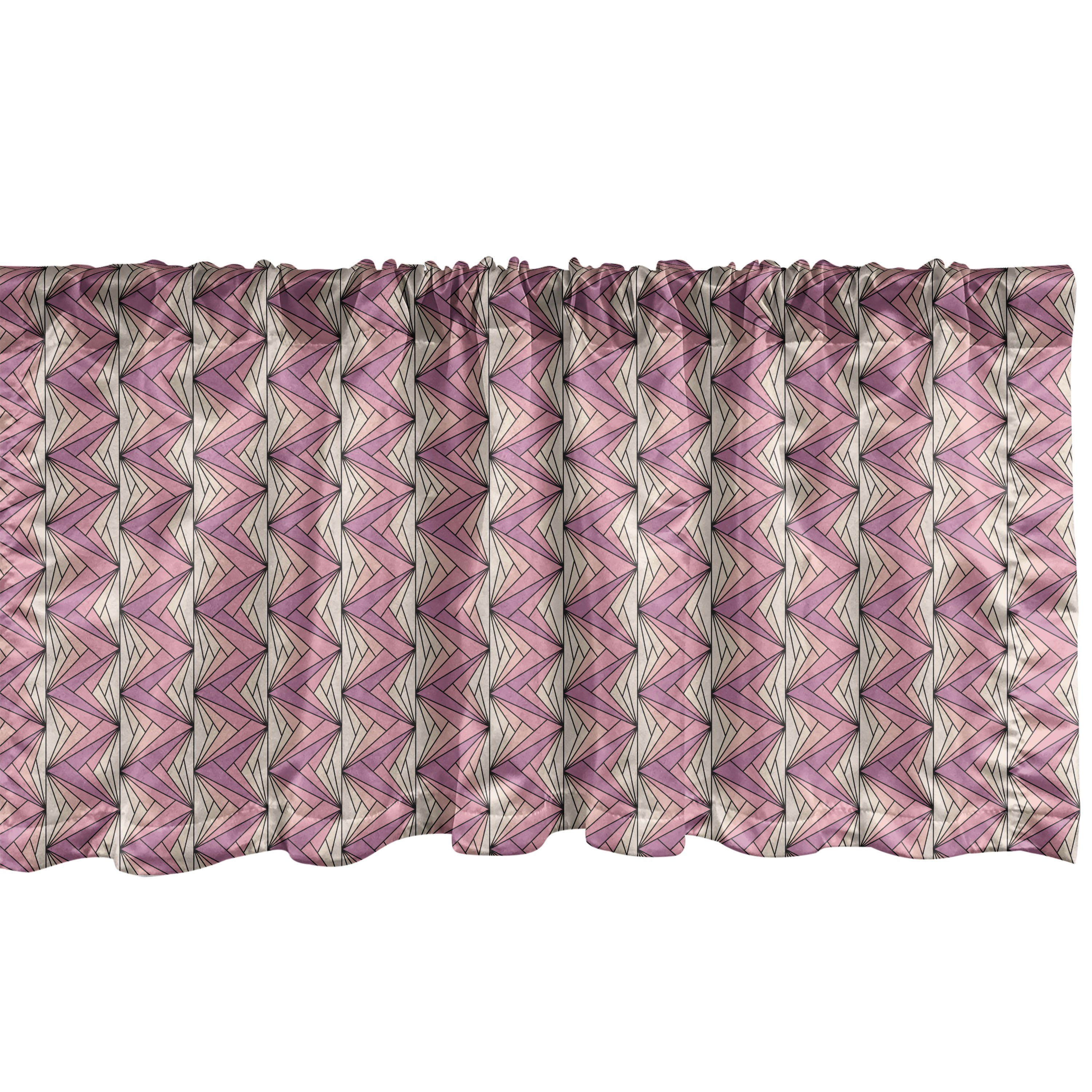 Scheibengardine Vorhang Volant für Küche Schlafzimmer Dekor mit Stangentasche, Abakuhaus, Microfaser, Geometrische Rosa-ZickZack-Streifen