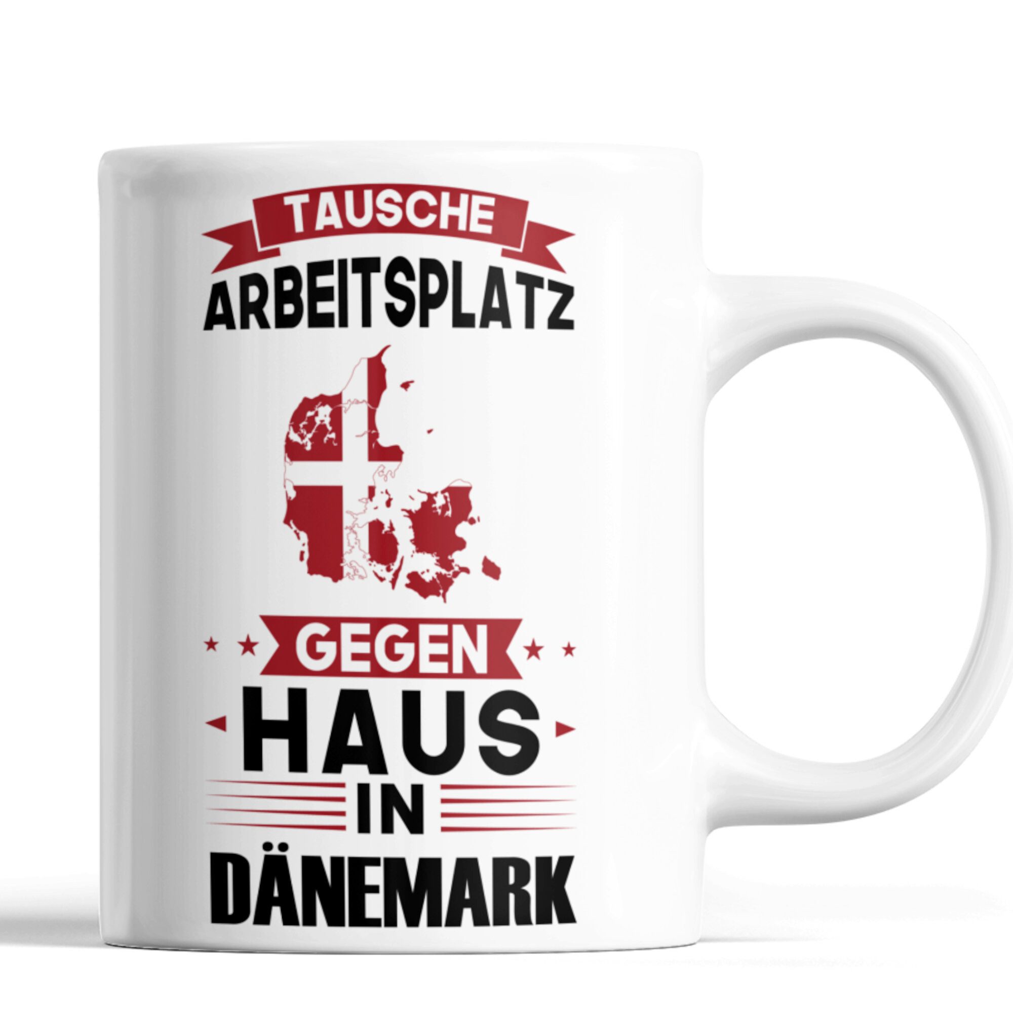 Printmacher Tasse Dänemark Tasse, tausche Arbeitsplatz gegen Haus in Dänemark, Keramik