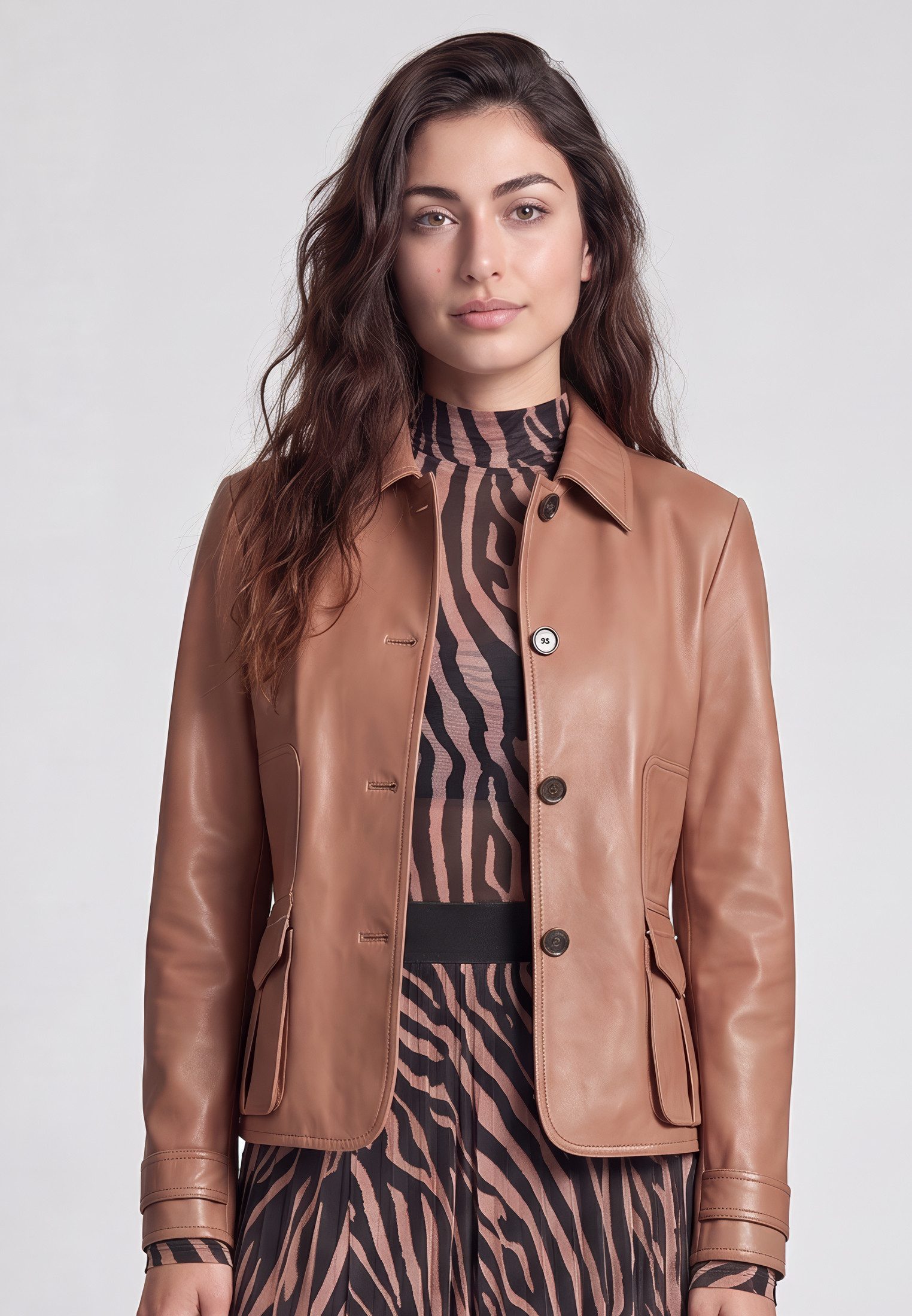 MARC AUREL Lederimitat-Blazer aus weichem Faux Leather