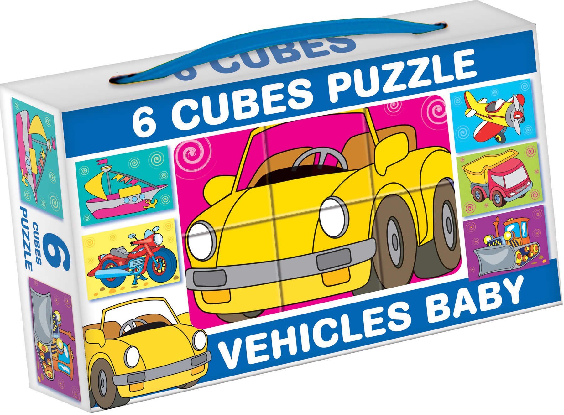 Dohany Würfelpuzzle Bilderwürfel 6-tlg. Kinderpuzzle Baby Fahrzeuge, Puzzleteile