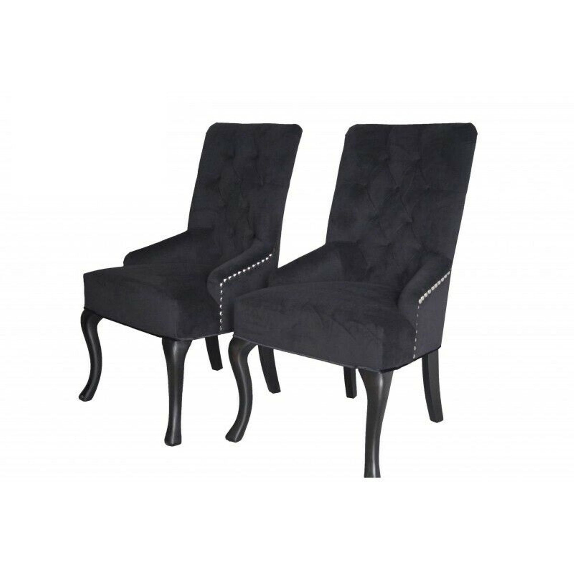 Hotel Design Gruppe Chesterfield Garnitur 8xSet Stuhl Textil Polster Stuhl, JVmoebel Neu Schwarz Stühle