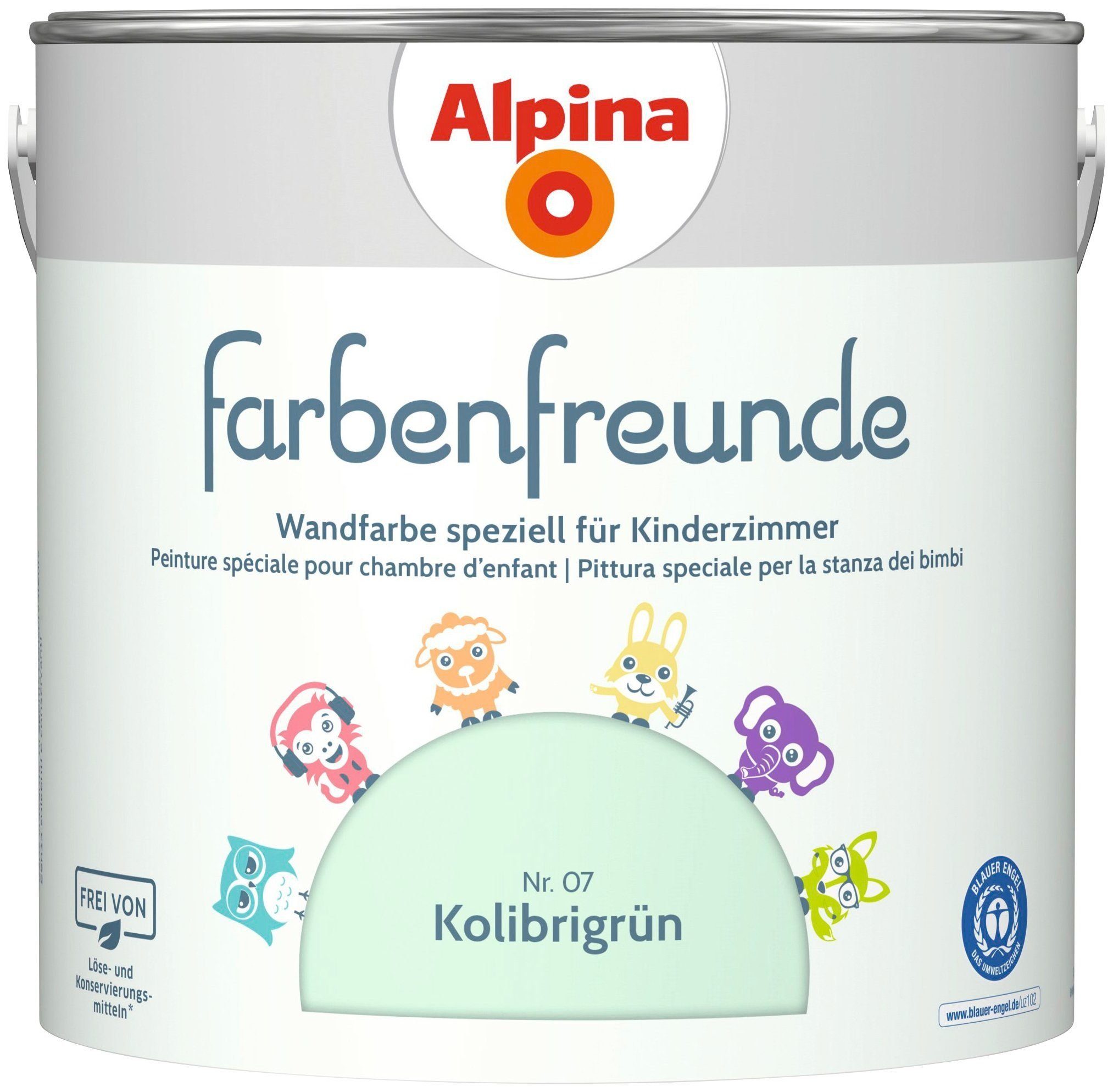 *Alpina* Wandfarbe 2,5 Liter Farbenfreunde Kolibrigrün No. 7