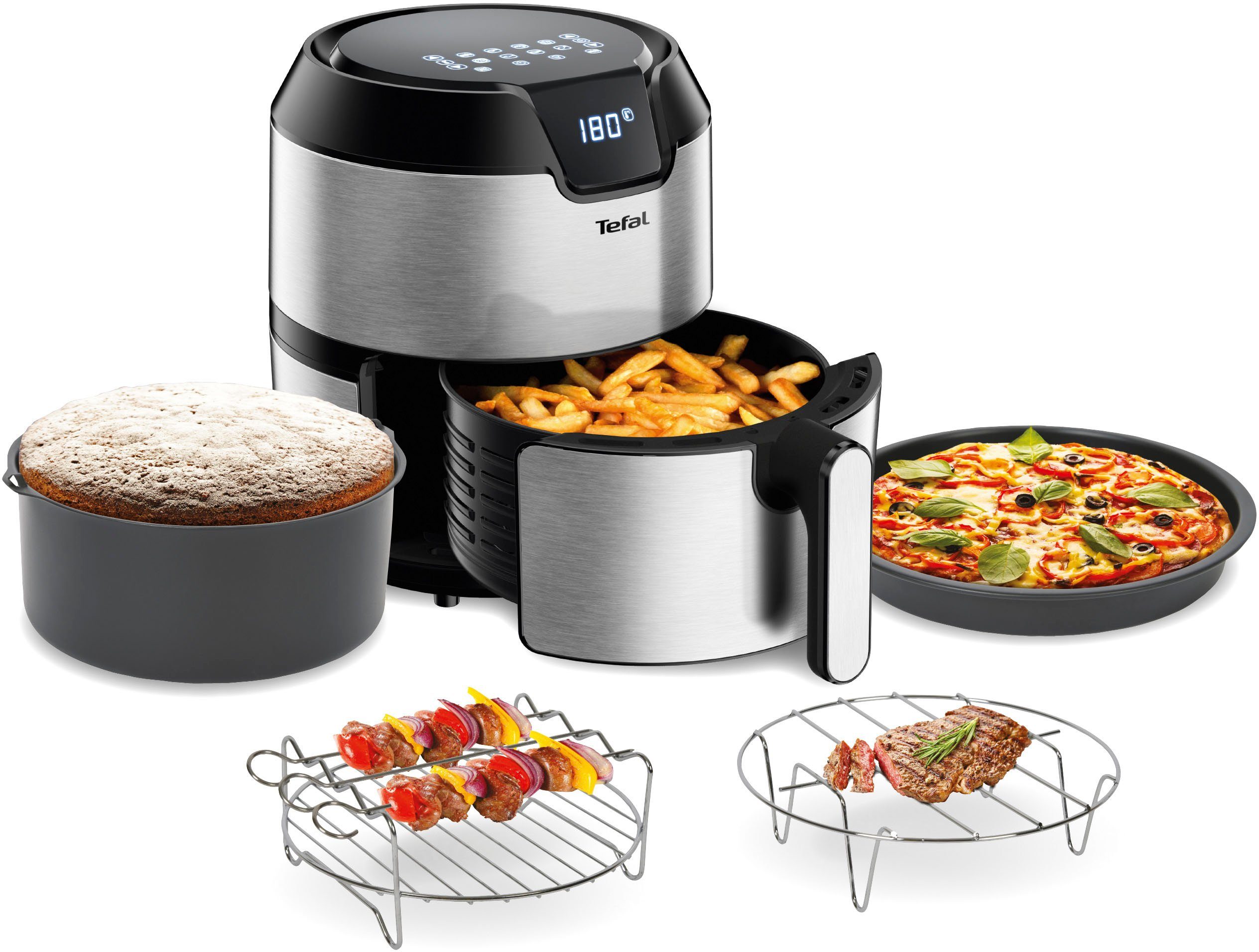 Tefal Heißluftfritteuse EY401D.HERO Easy Fry Deluxe, 1500 W, mit Zubehör, Fassungsvermögen 1,4 kg, 8 automatische Programme