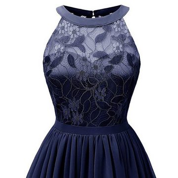 BlauWave A-Linien-Kleid Rückenfreies A-Linien-Kleid mit floraler Spitze für Damen (1-tlg) Cocktailpartykleid