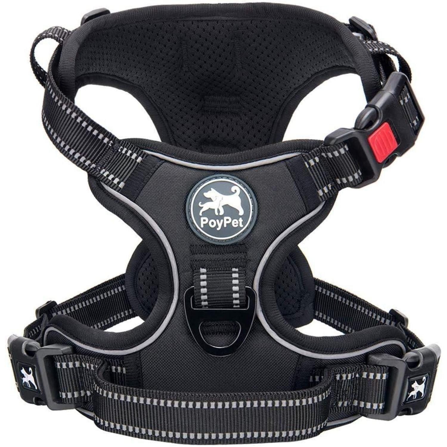 LuxusKollektion Hunde-Geschirr Hundegeschirr Keine Pull Front Reflektierend Kontrolle L Schwarz
