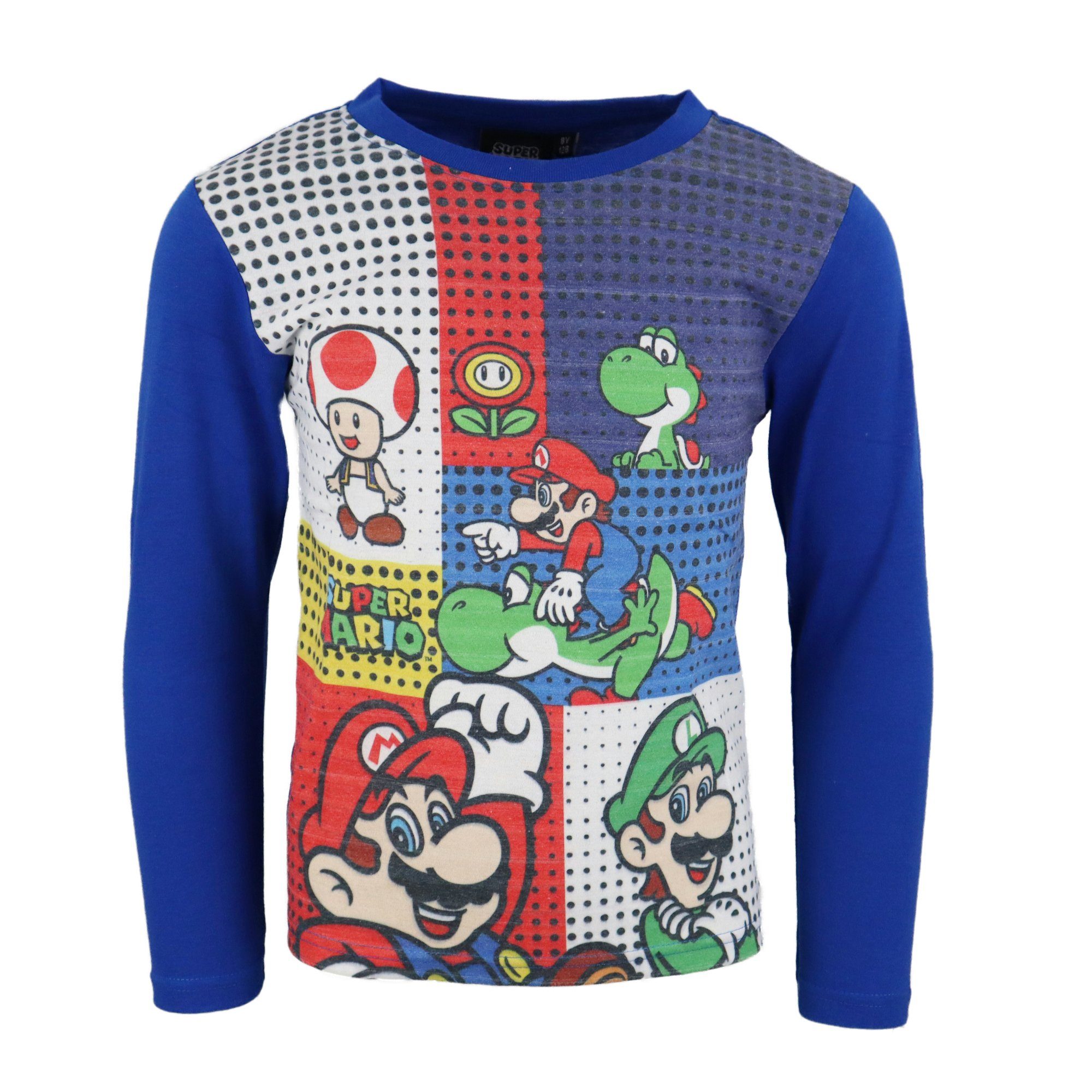 Super Mario Langarmshirt Super Mario Luigi Used Look Kinder Shirt 100% Baumwolle