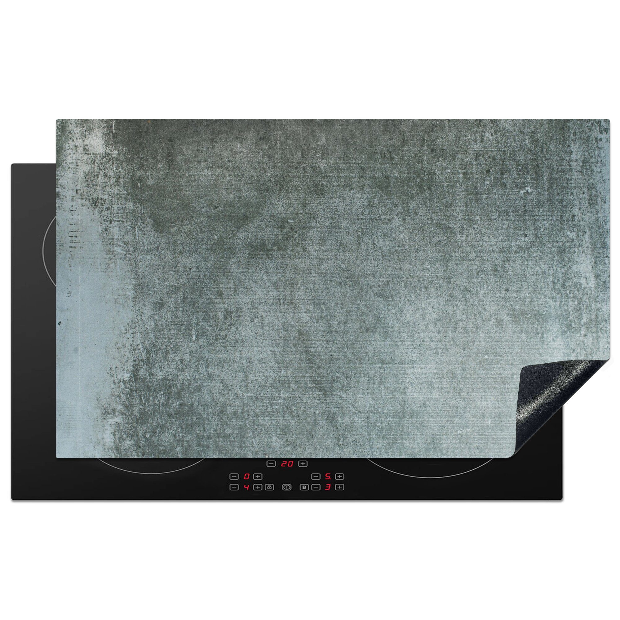 MuchoWow Herdblende-/Abdeckplatte Beton - Induktionsmatte - Rost - Platte - Induktionsschutz, Vinyl, (1 tlg), 83x51 cm, Ceranfeldabdeckung, Arbeitsplatte für küche
