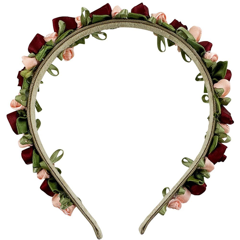 Trachtenland Haarreif "Rosalie" Haarschmuck Rot mit Rosenblüten Blumen