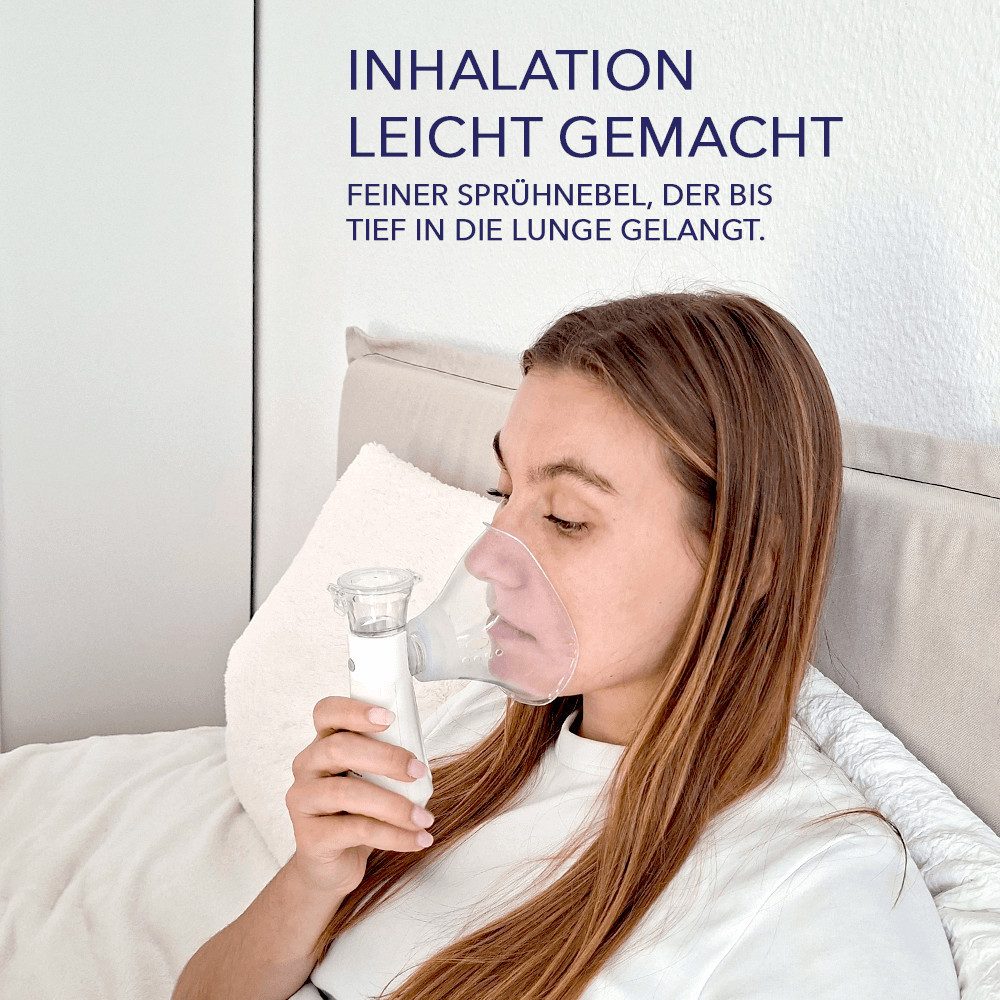 IEA Medical Inhalationsgerät Inhalator Set mit Schutztasche & 20er 0,9 % NaCl Kochsalzlösung, Komplettset für unterwegs: Inhalator, Tasche & sterile Einzeldosen