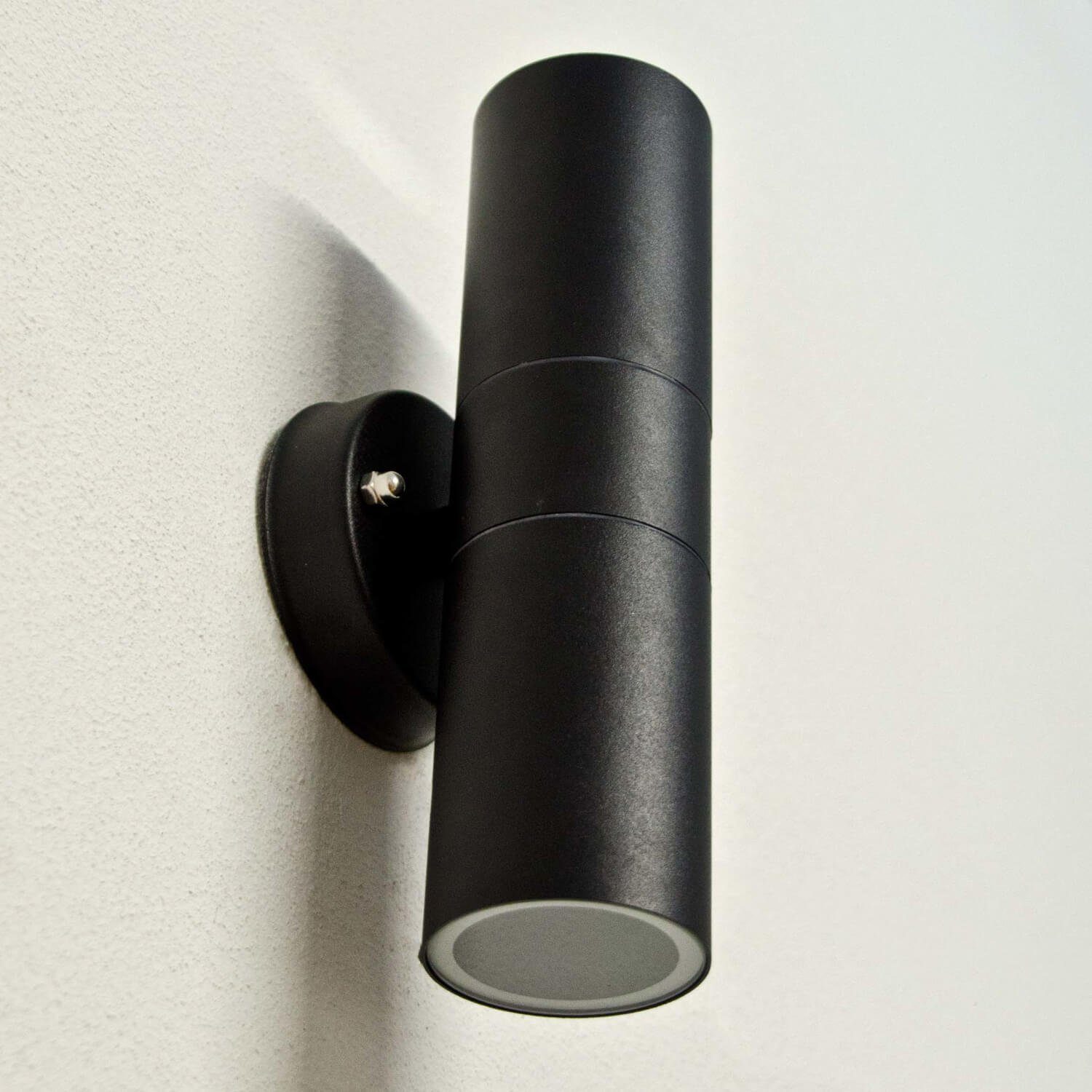 Schwarz Down GU10 Up Außen-Wandleuchte ALASKA, Aluminium Licht-Erlebnisse ohne Modern IP44 Wand Leuchtmittel, Außenleuchte