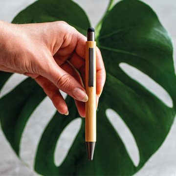 Livepac Office Kugelschreiber Touchpen Holzkugelschreiber aus Bambus / Stylusfarbe: schwarz